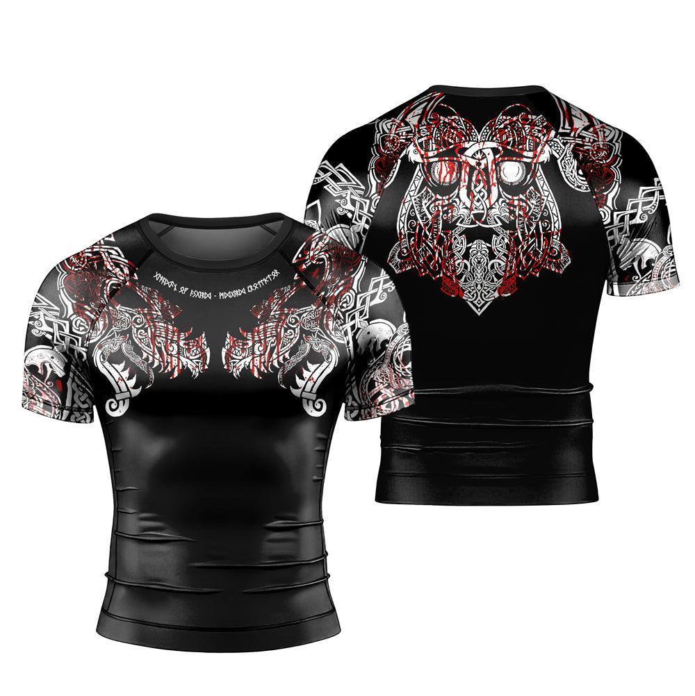 Geri & Freki Blood Tattoo Viking Men's Short Sleeve Rash Guard