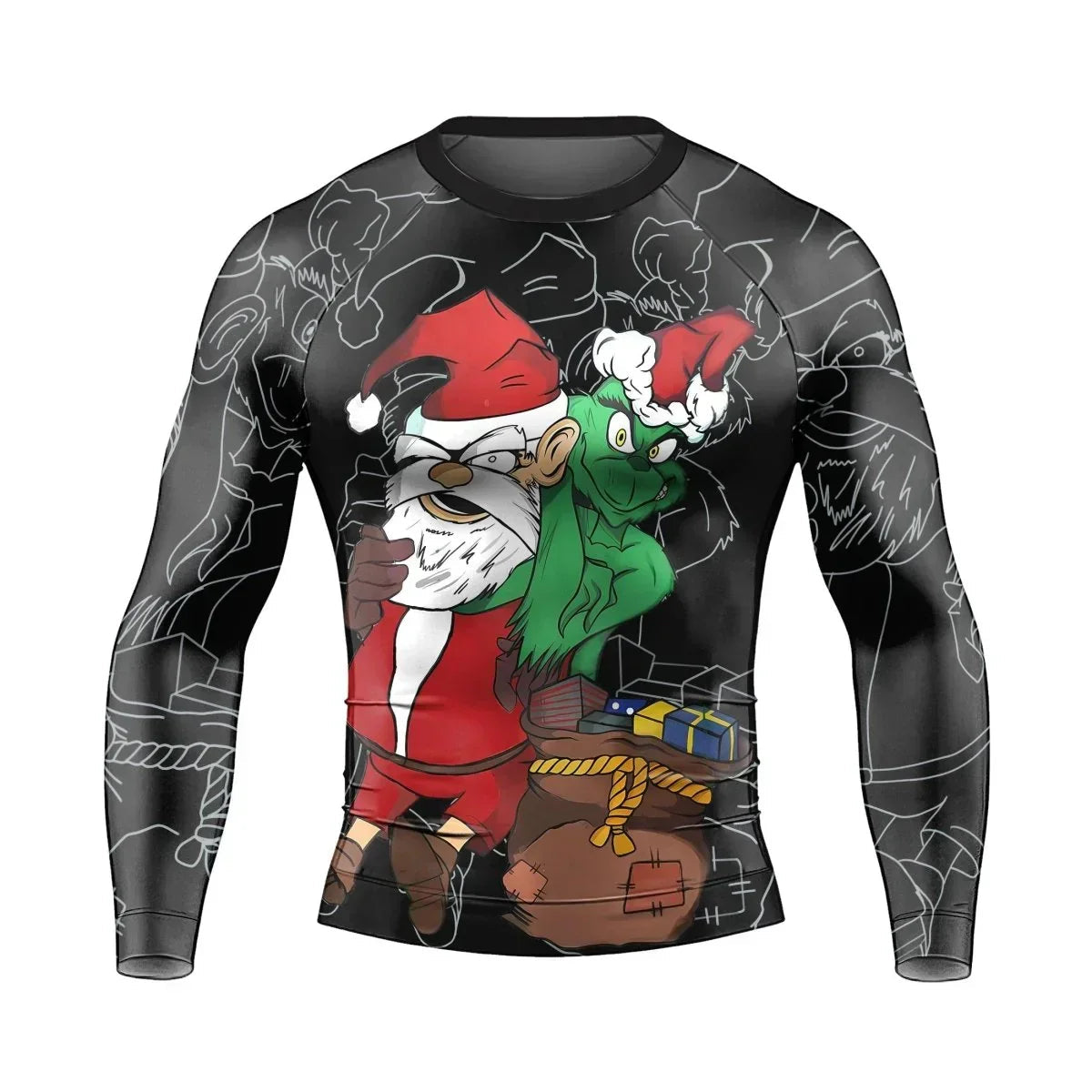 Grinch Christmas Man Long Sleeve Rash Guard
