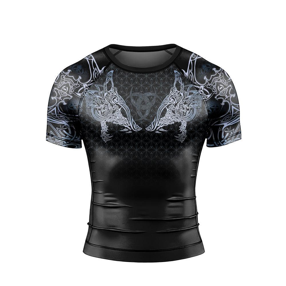 Geri & Freki Tattoo Viking Men's Short Sleeve Rash Guard