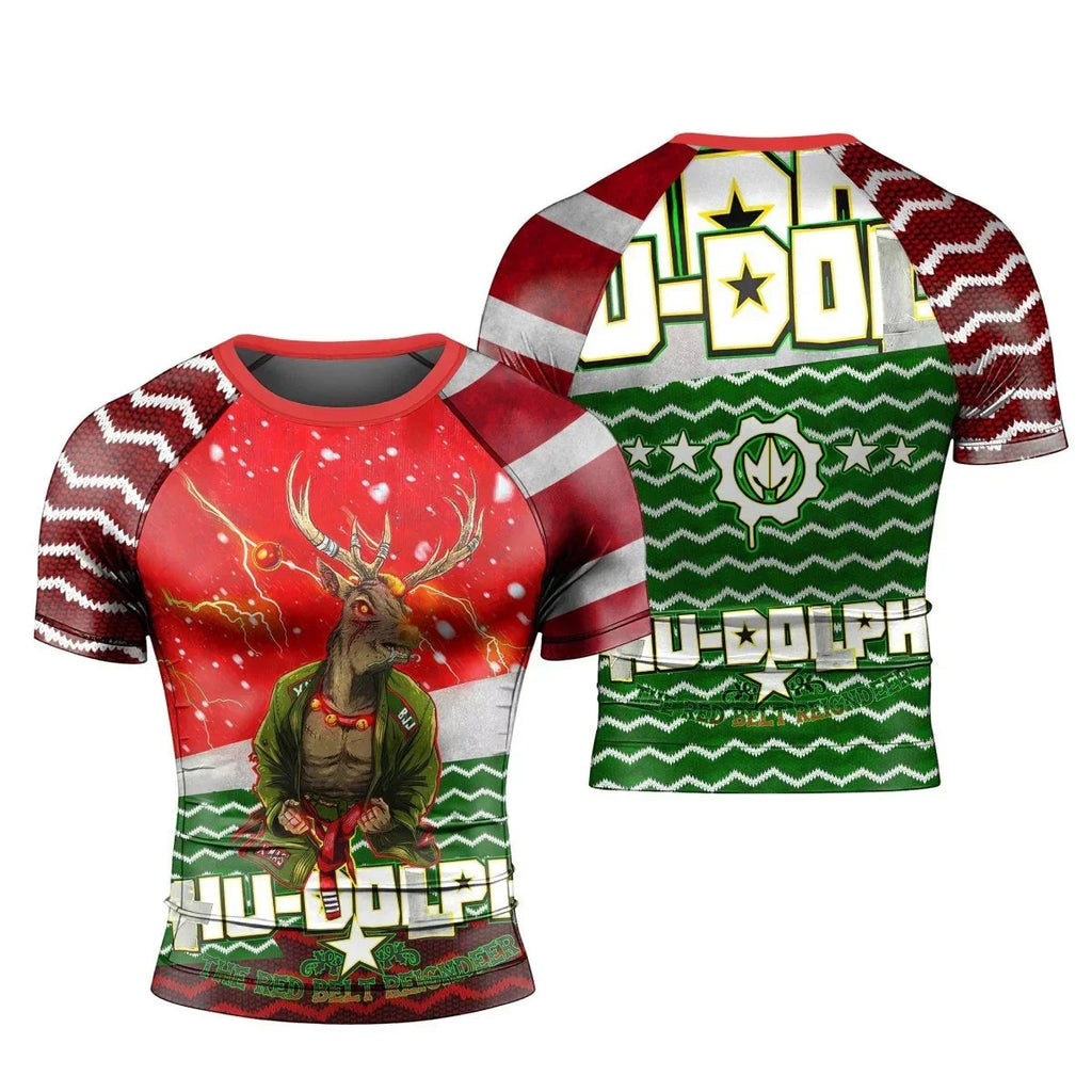 Hu-Dolph Christmas Short Sleeve Rash Guard