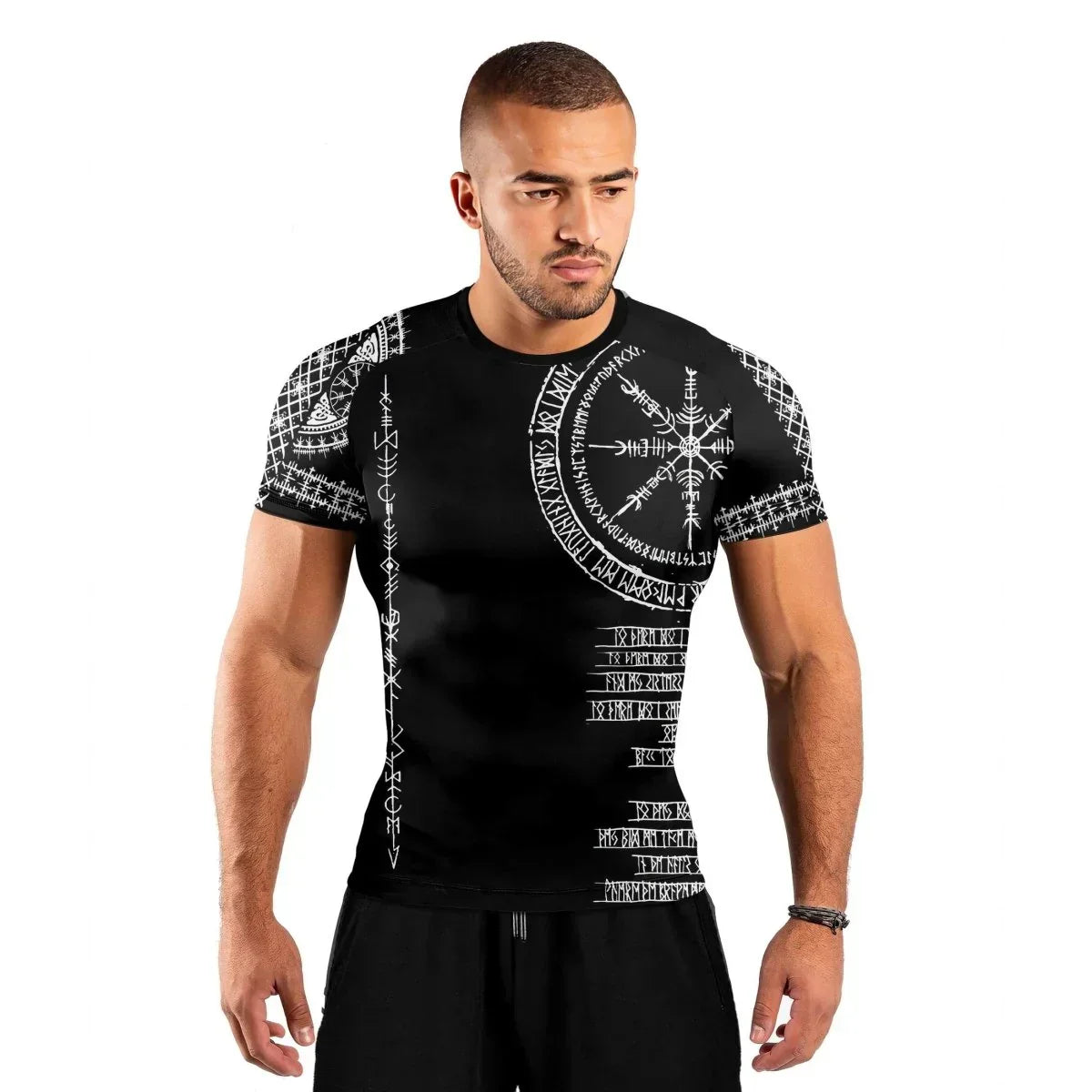 Vikings Shield Runes Men's Short Sleeve Rash Guard