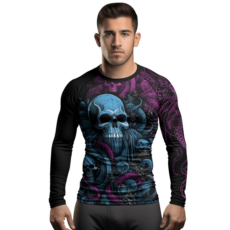 Rashninja Octopus Skull Majesty Men's Long Sleeve Rash Guard