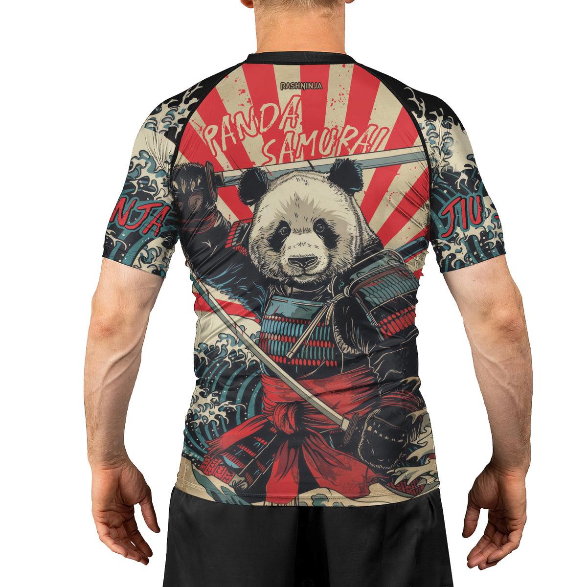Rashninja Panda Samurai Men's Short Sleeve Rash Guard