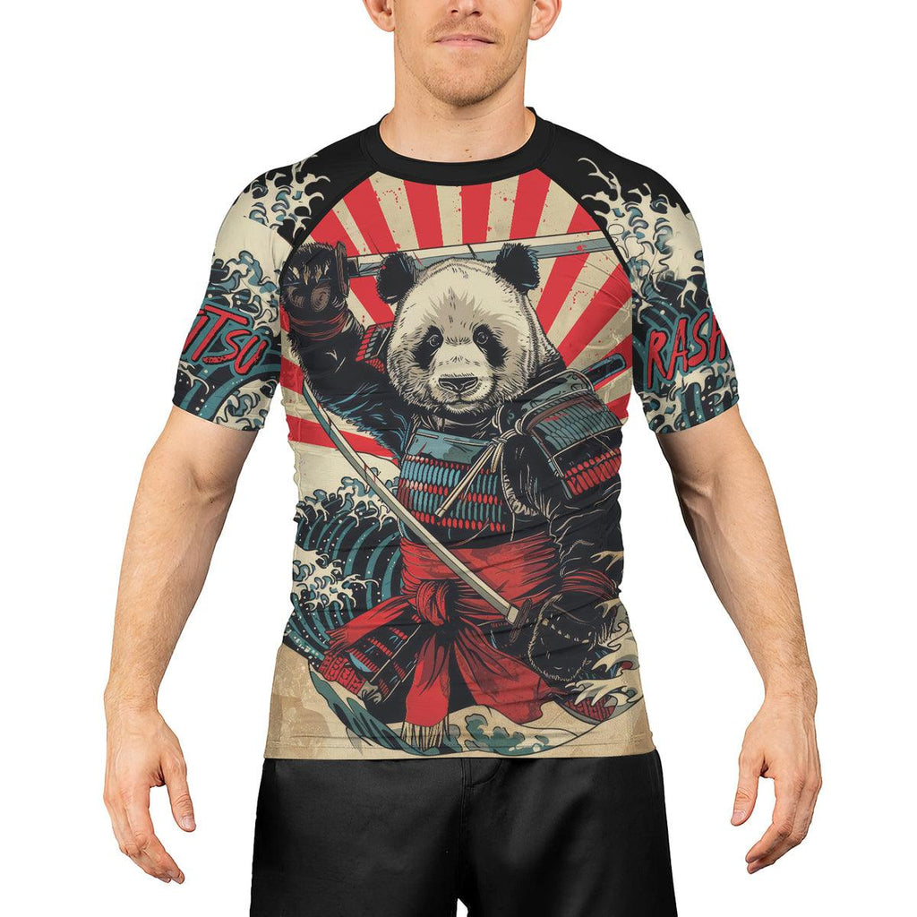 Rashninja Panda Samurai Men's Short Sleeve Rash Guard