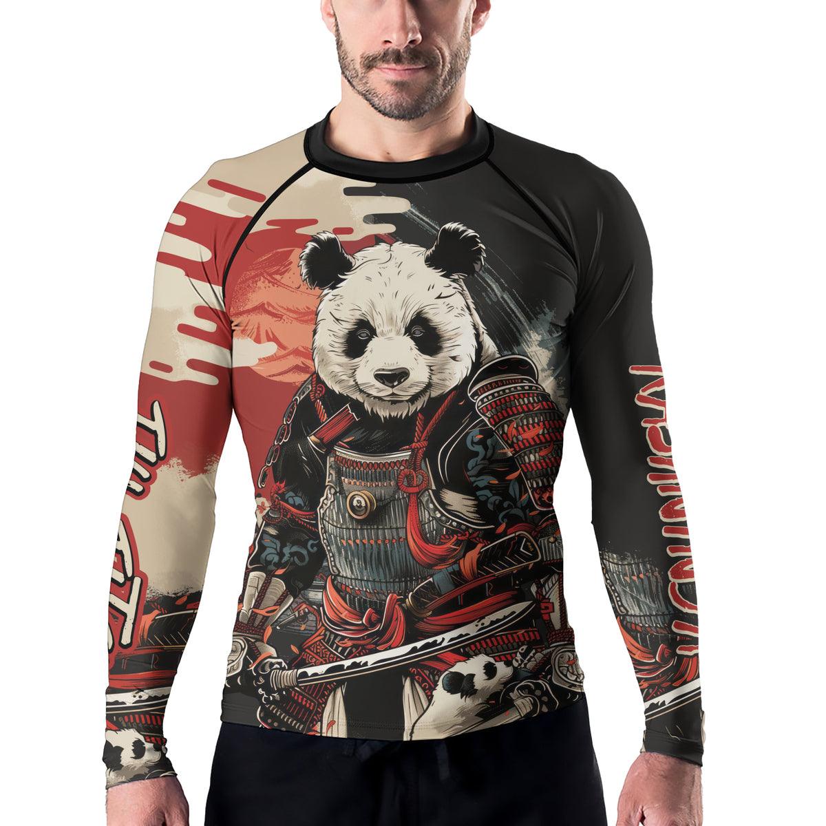 Rashninja Panda Samurai Warrior Men's Long Sleeve Rash Guard