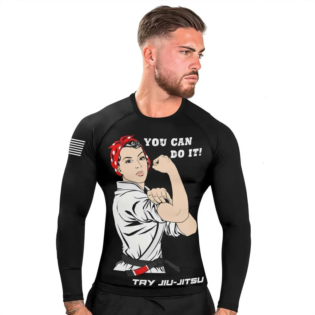Mom Jiu-Jitsu Men's Long Sleeve Rash Guard