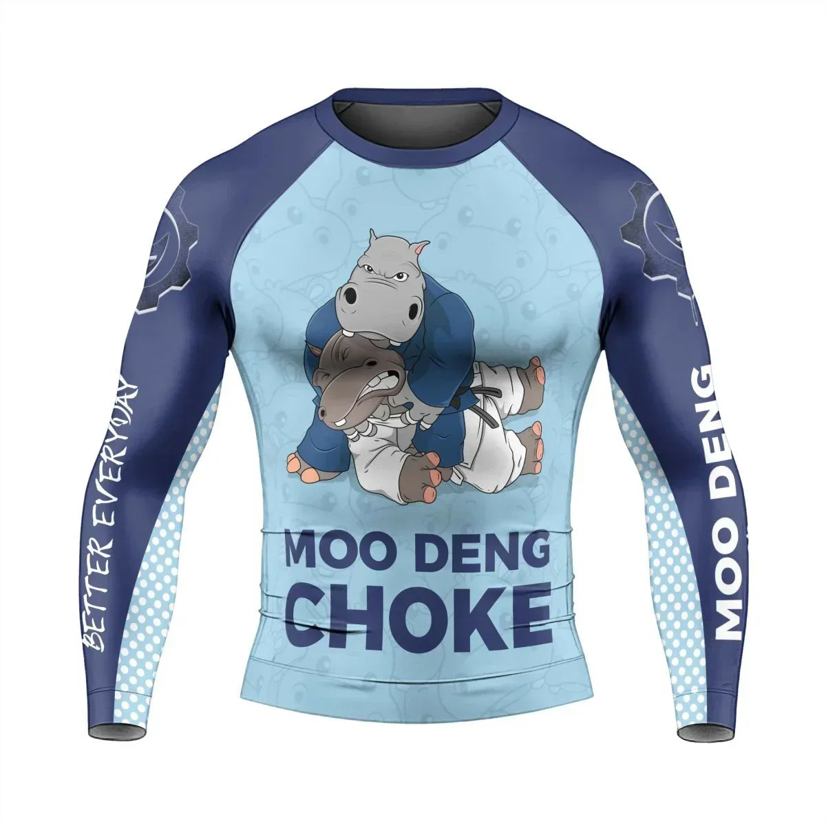 Moo Deng Hippo Choke Men's Long Sleeve Rash Guard