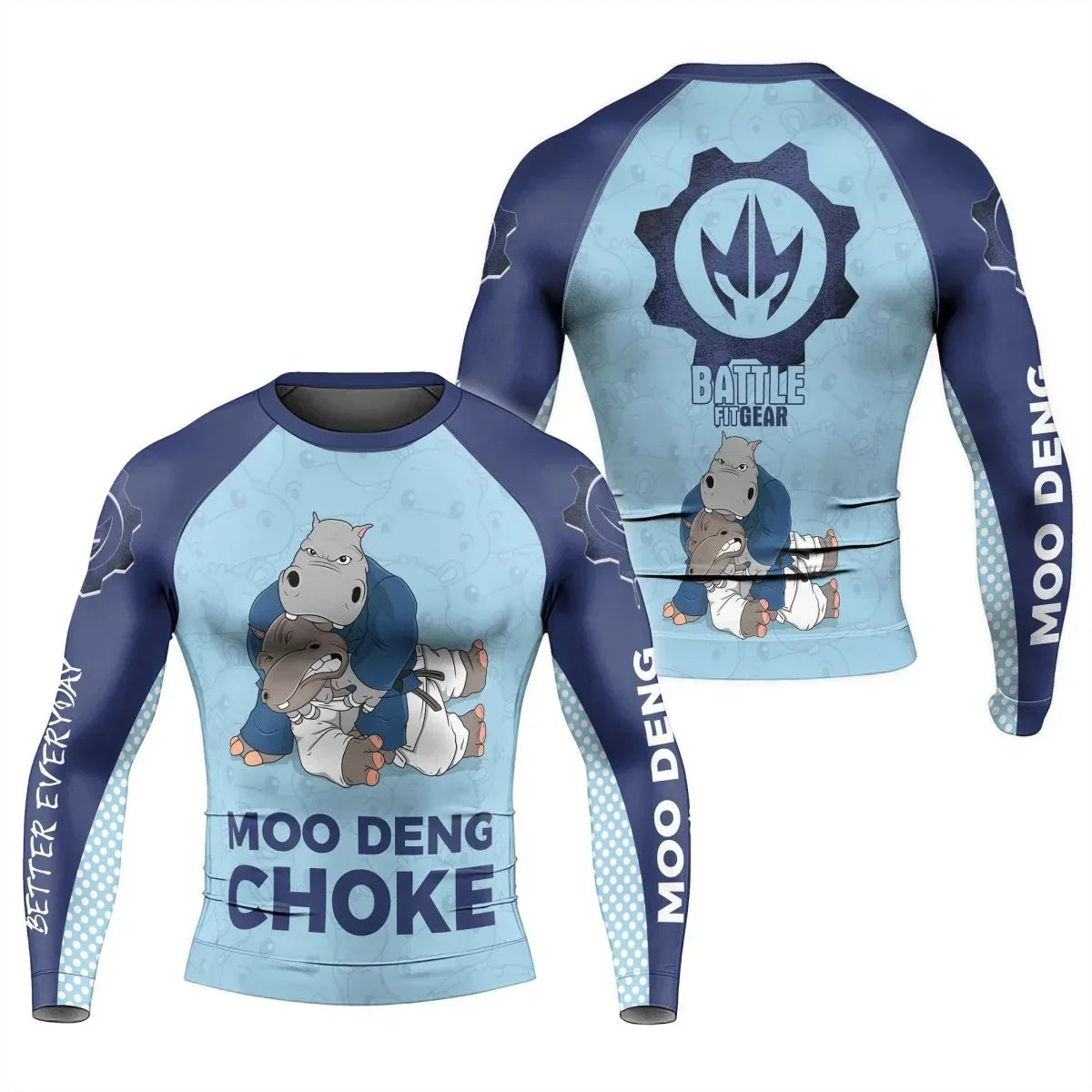 Moo Deng Hippo Choke Men's Long Sleeve Rash Guard