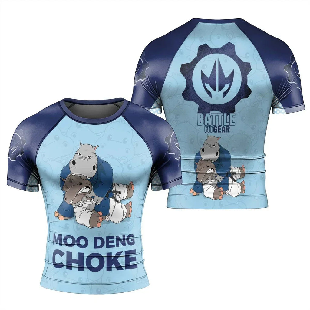 Moo Deng Hippo Choke Men's Short Sleeve Rash Guard