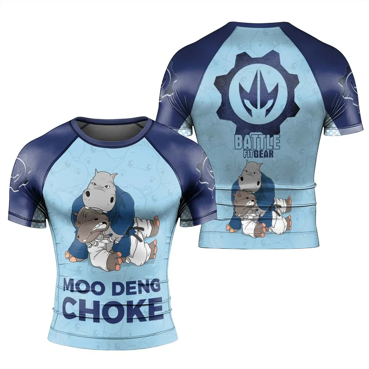 Moo Deng Hippo Choke Men's Short Sleeve Rash Guard