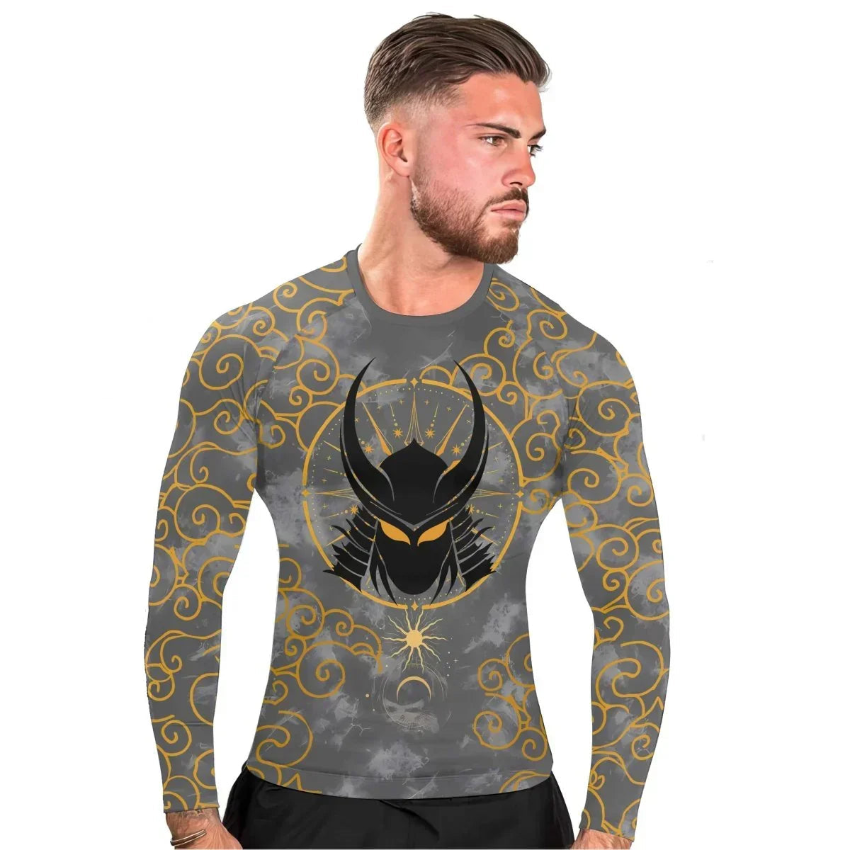 Moonlight Samurai Men's Long Sleeve Rash Guard