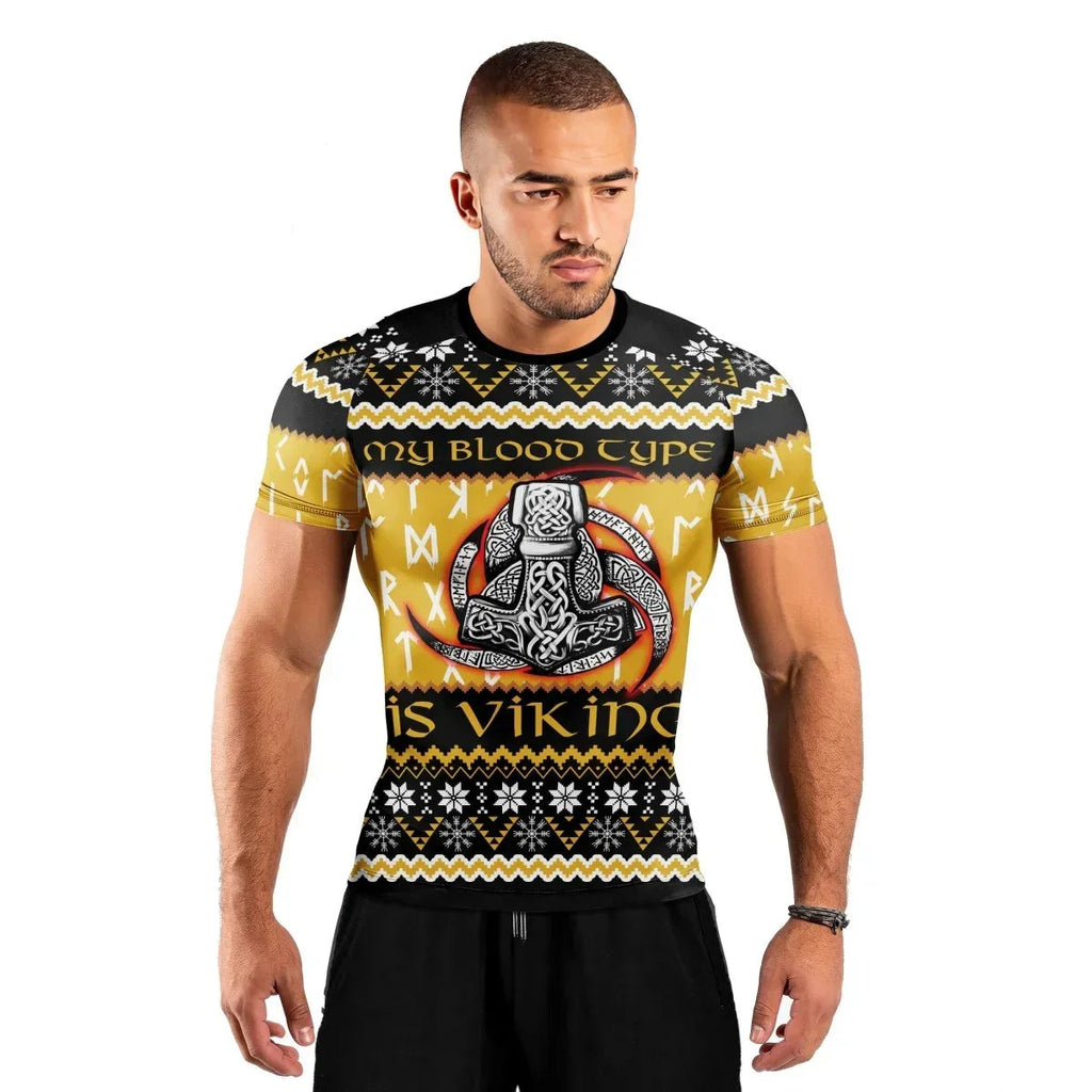 My Blood Type is Viking Men's Short Sleeve Rash Guard