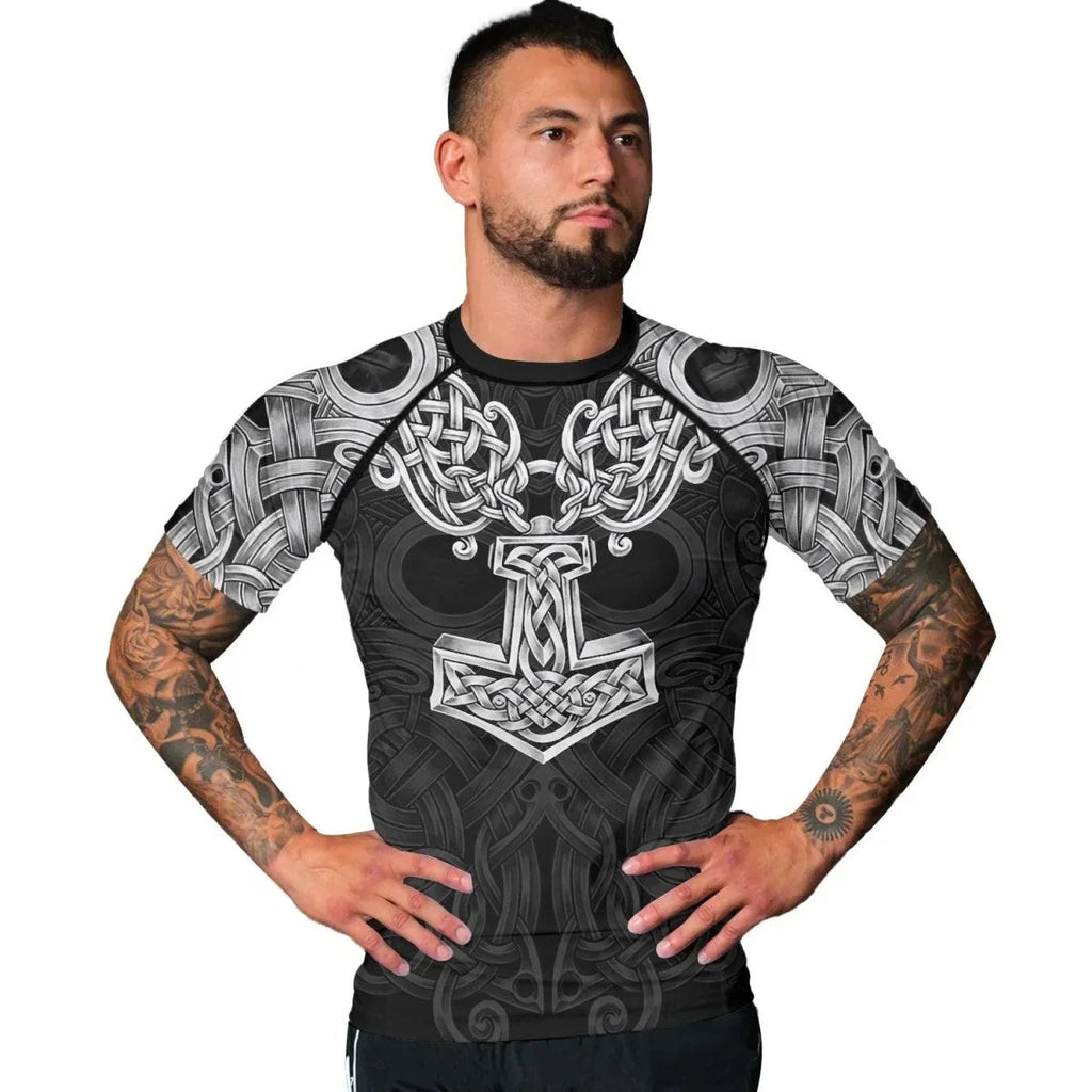 Viking Mjolnir Norse Men's Short Sleeve Rash Guard