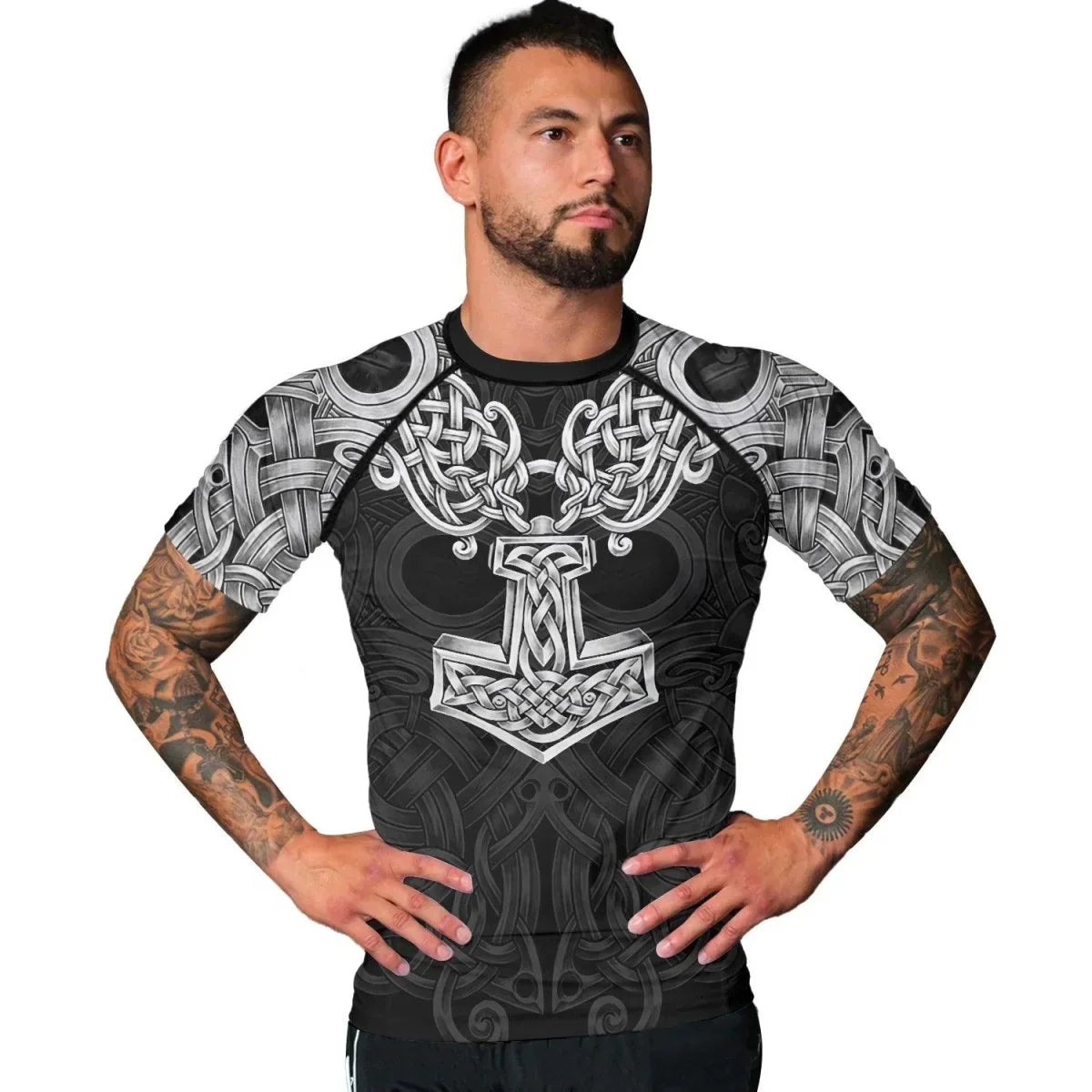 Viking Mjolnir Norse Men's Short Sleeve Rash Guard