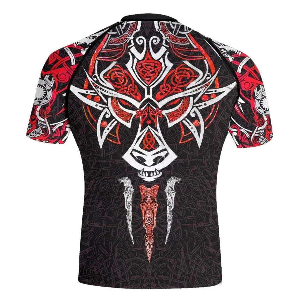 Fenrir Red Viking Men's Short Sleeve Rash Guard