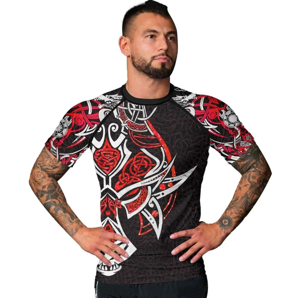 Fenrir Red Viking Men's Short Sleeve Rash Guard