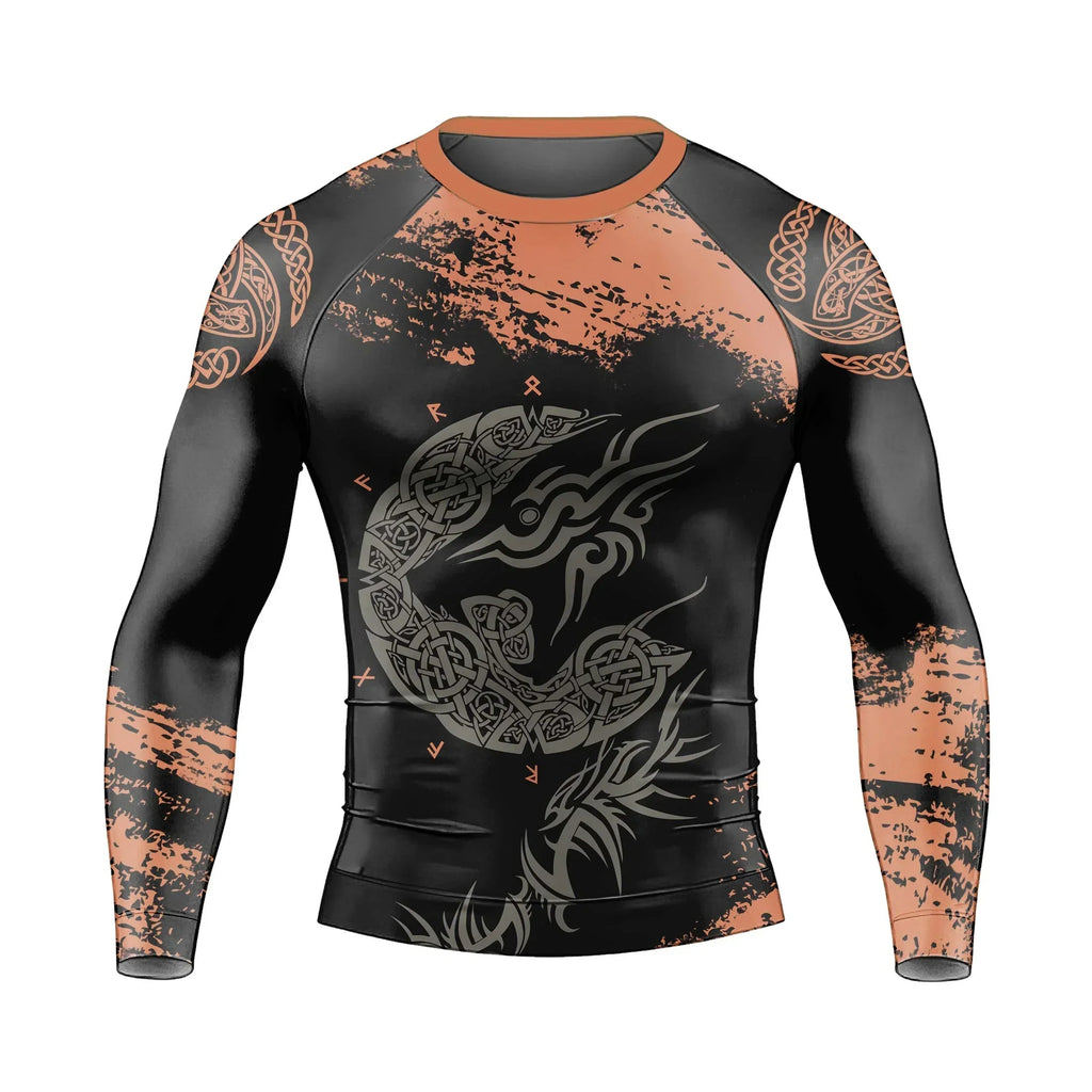 Norse Mythology Fenrir Men's Long Sleeve Rash Guard