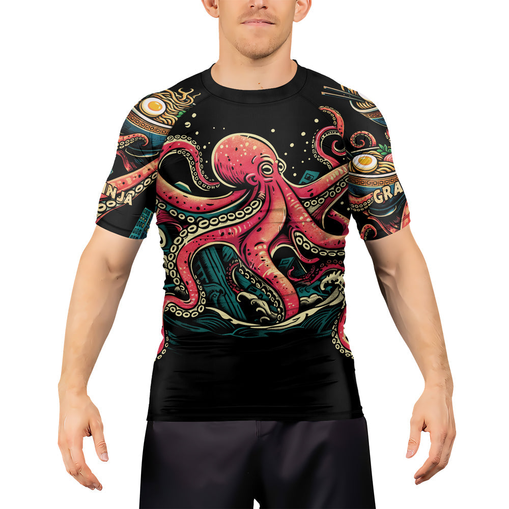 Rashninja Octopus Ramen Glow Men's Short Sleeve Rash Guard