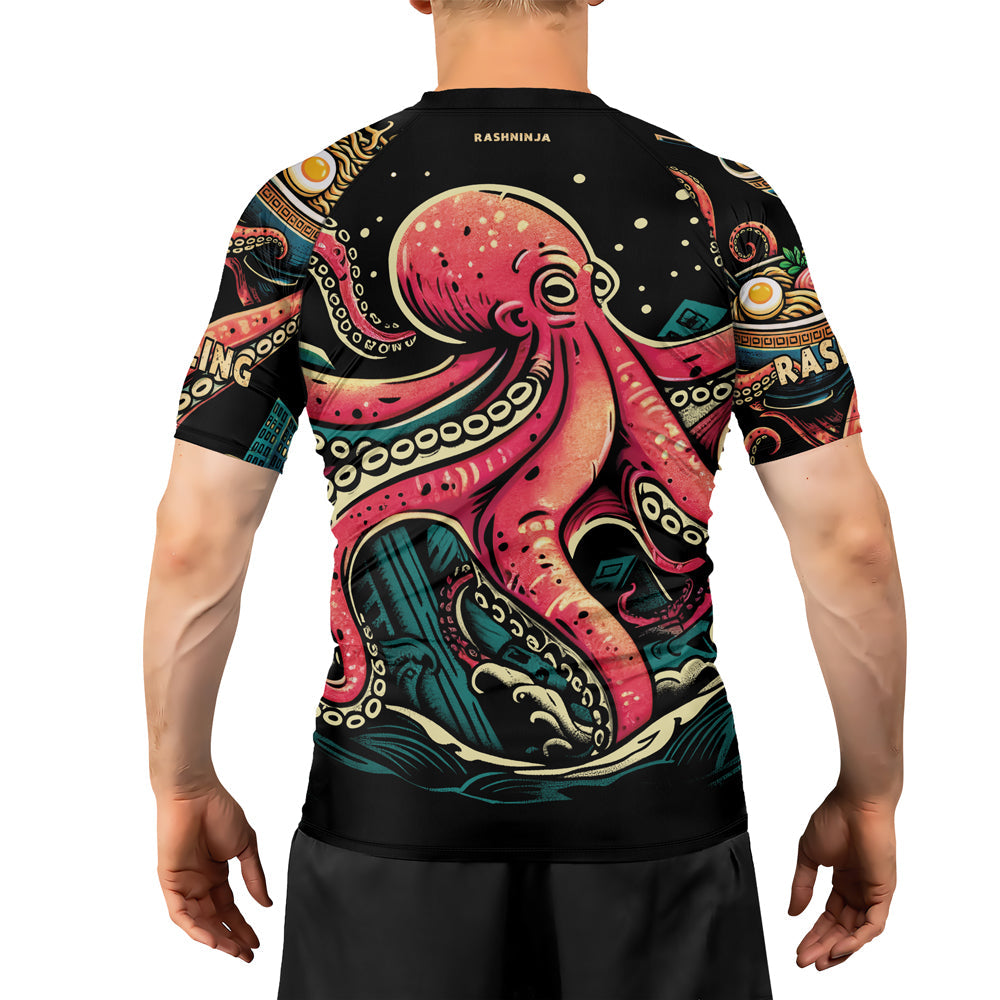 Rashninja Octopus Ramen Glow Men's Short Sleeve Rash Guard