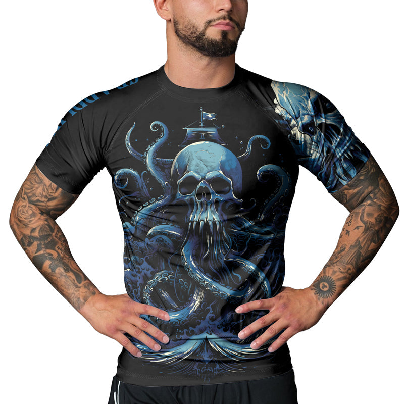 Rashninja Dreadbone Octopus Men's Short Sleeve Rash Guard