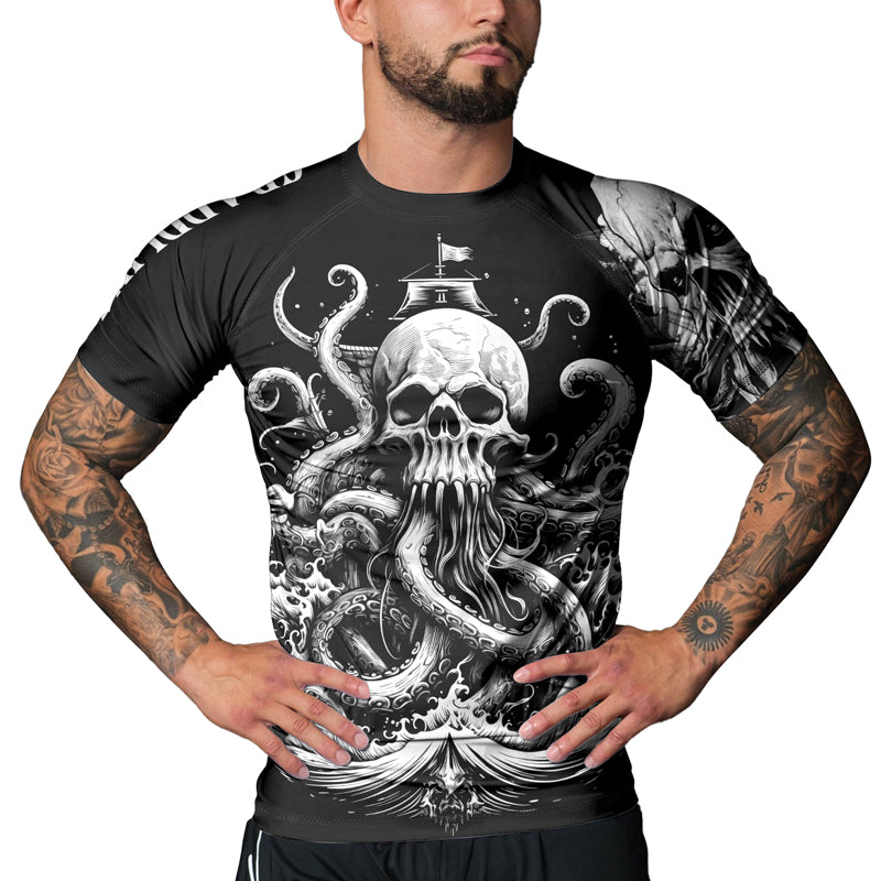 Rashninja Dreadbone Octopus Men's Short Sleeve Rash Guard