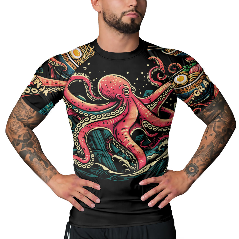 Rashninja Octopus Ramen Glow Men's Short Sleeve Rash Guard