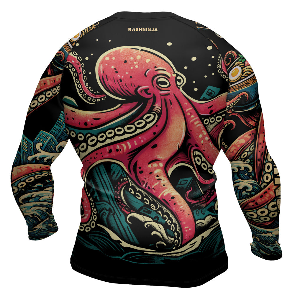 Rashninja Octopus Ramen Glow Men's Long Sleeve Rash Guard