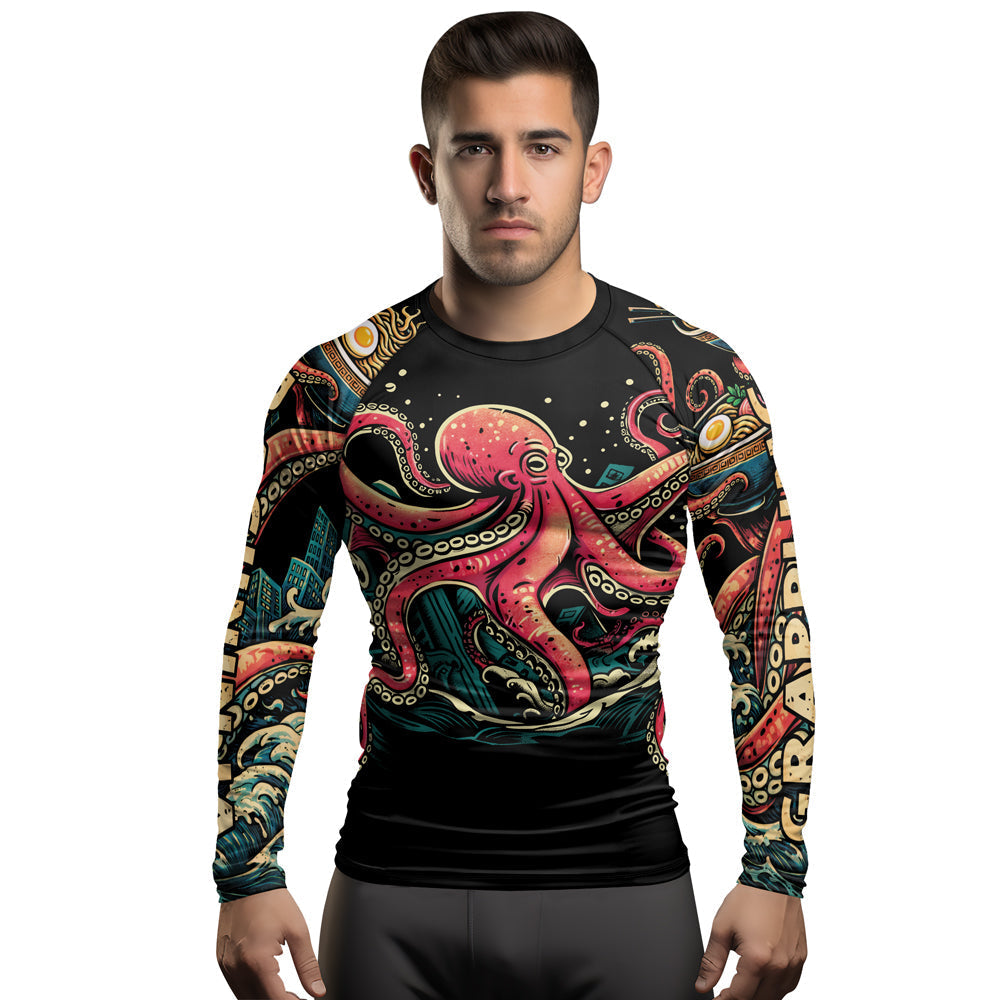 Rashninja Octopus Ramen Glow Men's Long Sleeve Rash Guard