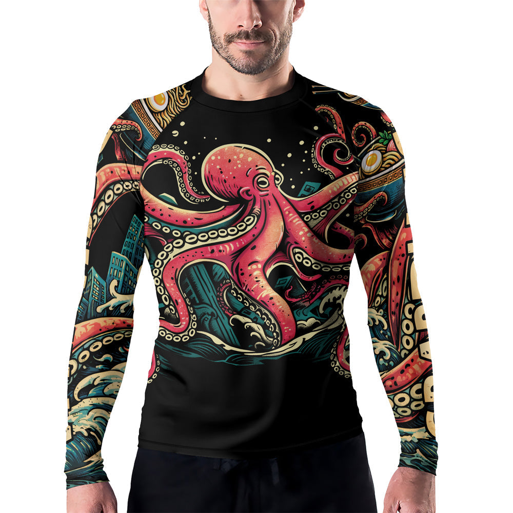Rashninja Octopus Ramen Glow Men's Long Sleeve Rash Guard