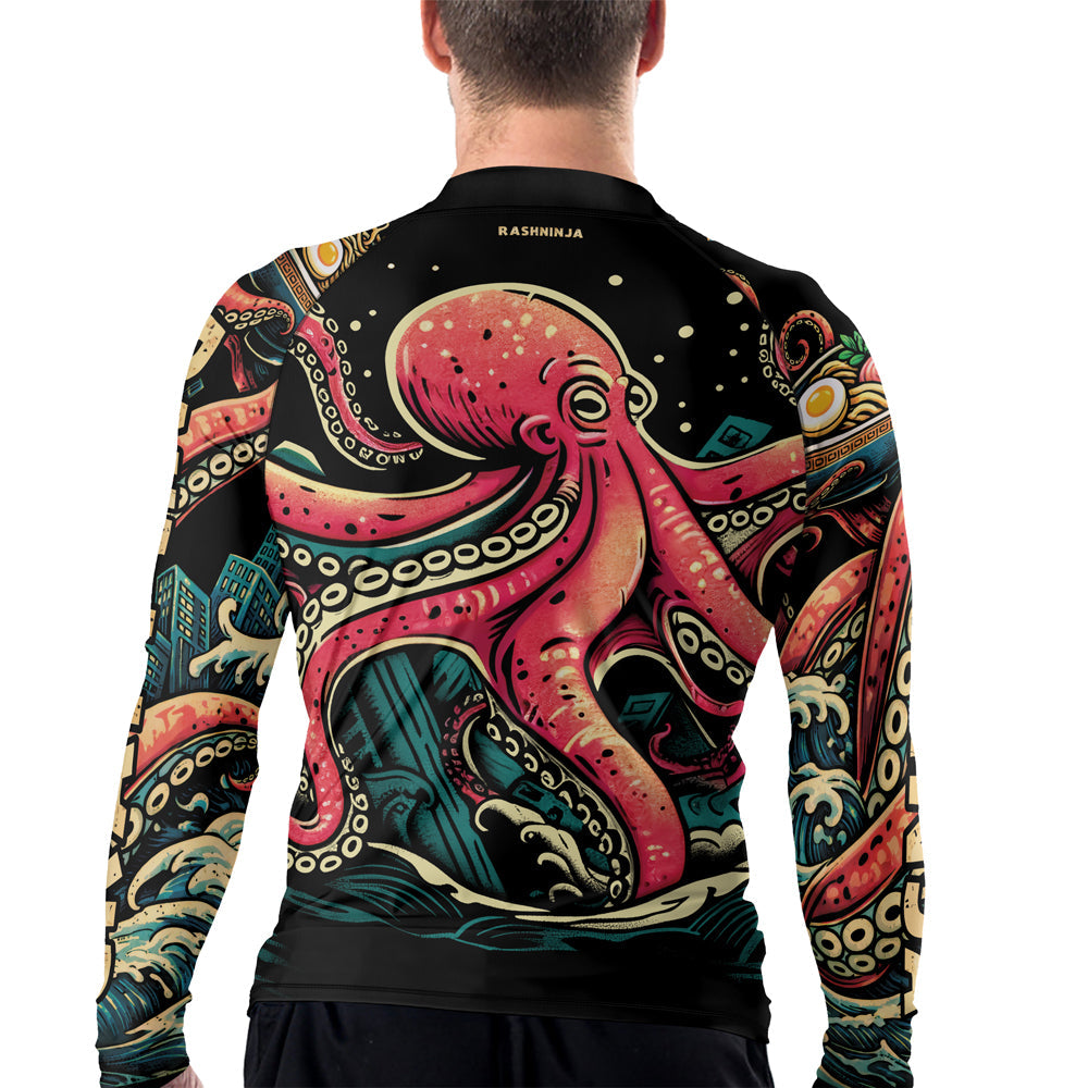 Rashninja Octopus Ramen Glow Men's Long Sleeve Rash Guard