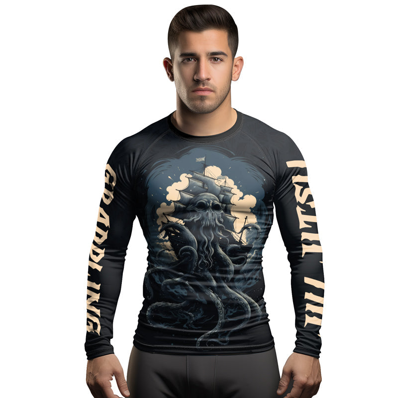 Rashninja Ocean’s Octopus Men's Long Sleeve Rash Guard