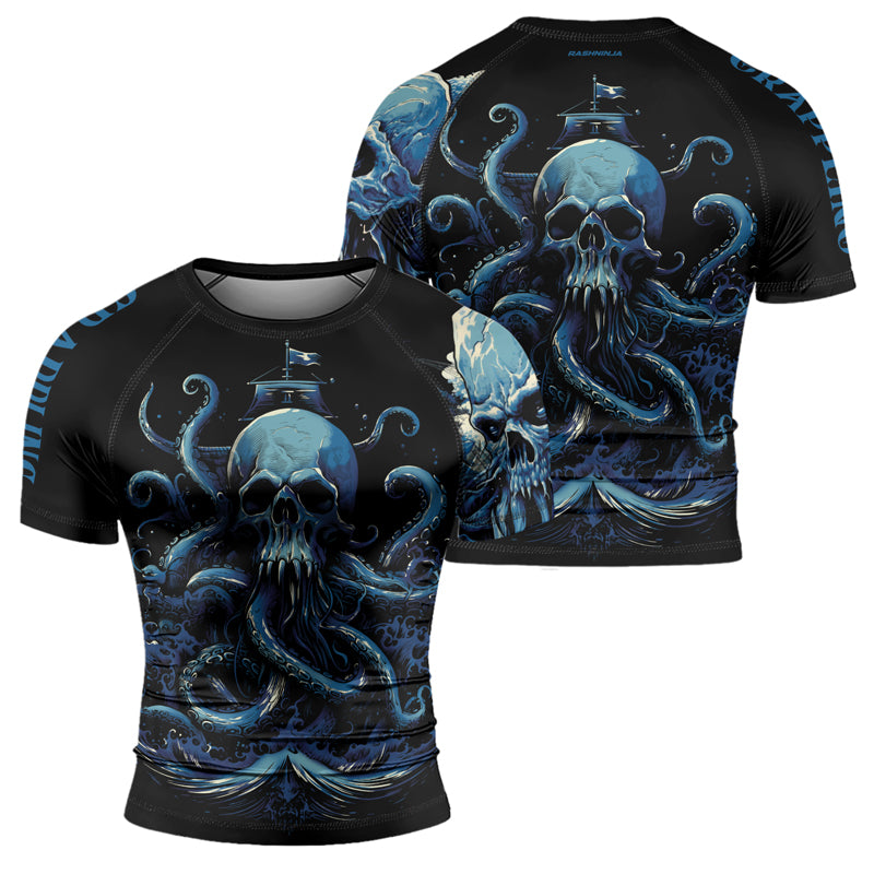 Rashninja Dreadbone Octopus Men's Short Sleeve Rash Guard