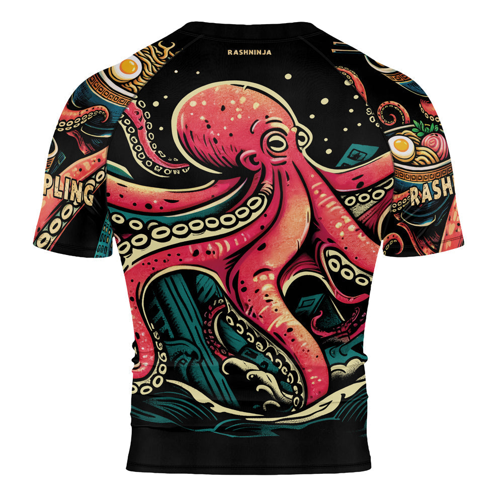 Rashninja Octopus Ramen Glow Men's Short Sleeve Rash Guard