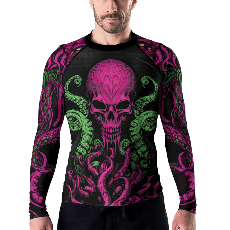 Rashninja Octopus Skull Majesty Men's Long Sleeve Rash Guard