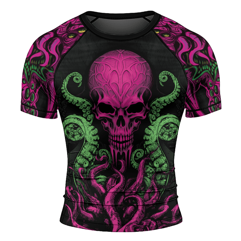 Rashninja Octopus Skull Majesty Men's Short Sleeve Rash Guard