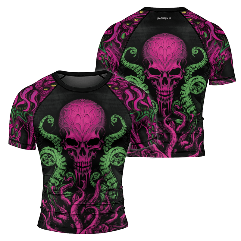 Rashninja Octopus Skull Majesty Men's Short Sleeve Rash Guard