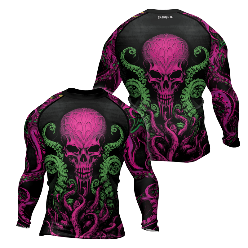Rashninja Octopus Skull Majesty Men's Long Sleeve Rash Guard