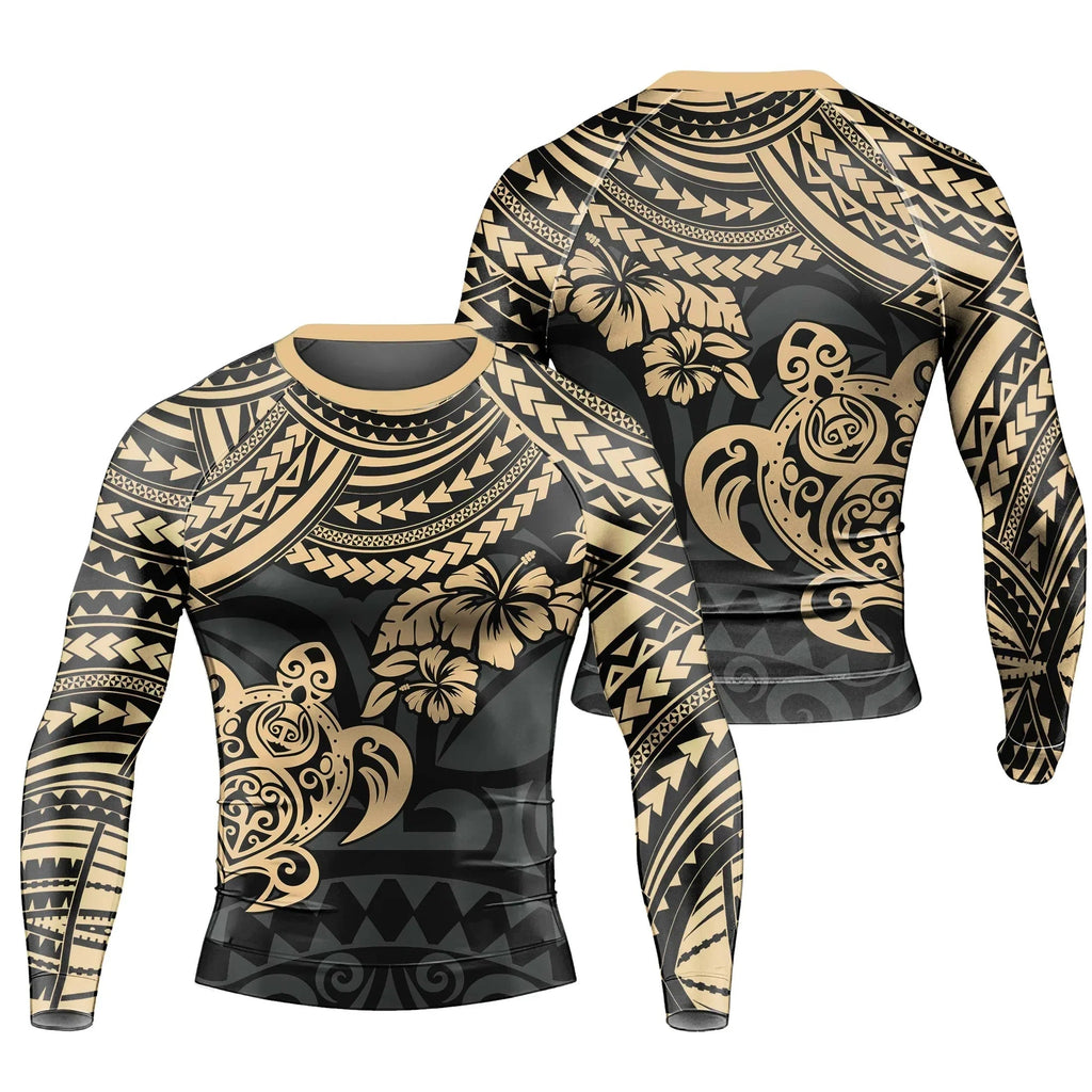 Ocean Honu Tattoo Men's Long Sleeve Rash Guard