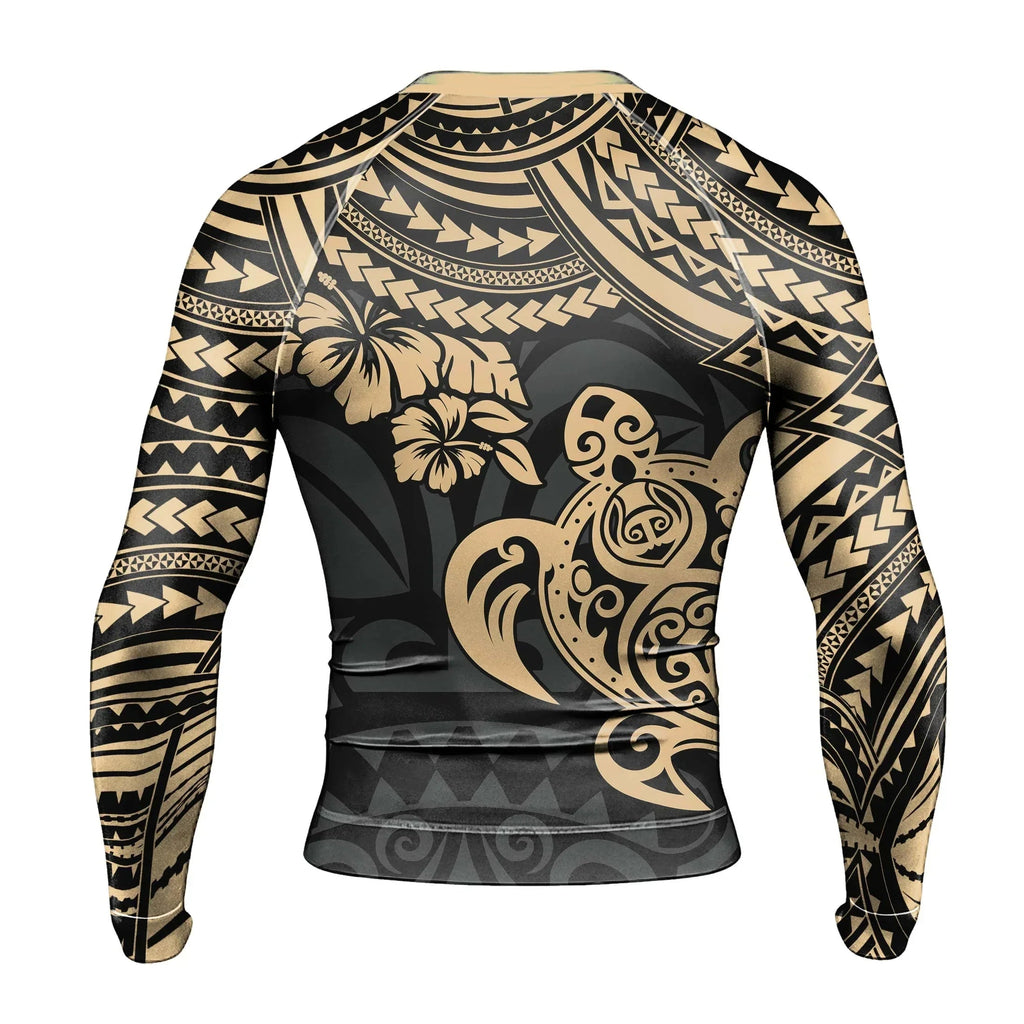 Ocean Honu Tattoo Men's Long Sleeve Rash Guard