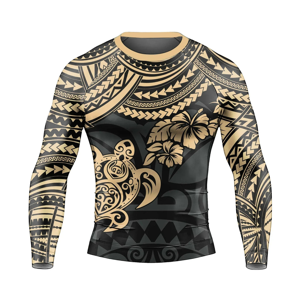 Ocean Honu Tattoo Men's Long Sleeve Rash Guard