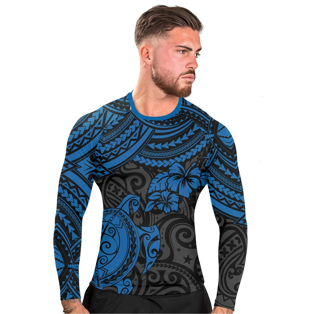 Ocean Honu Tattoo Men's Long Sleeve Rash Guard