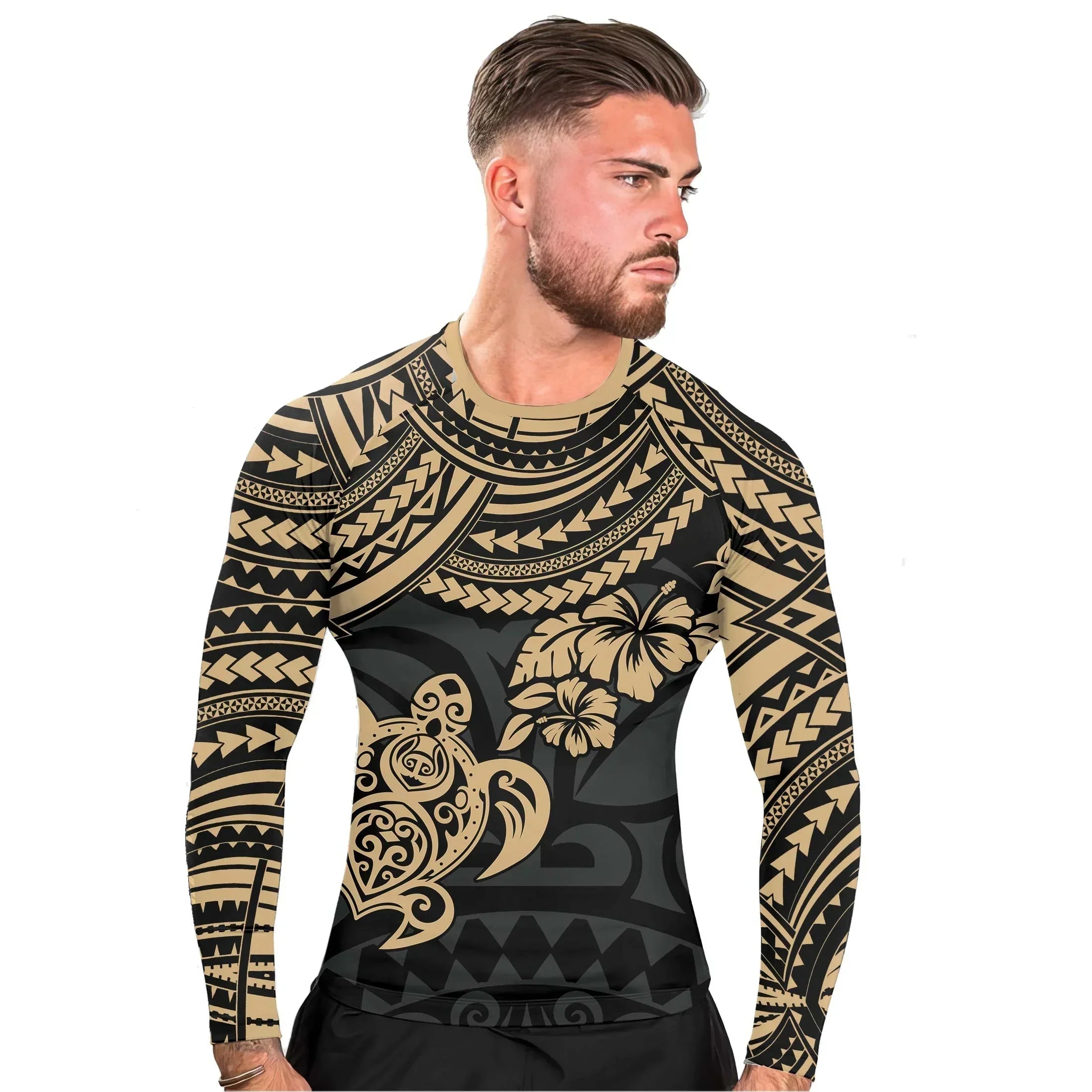 Ocean Honu Tattoo Men's Long Sleeve Rash Guard