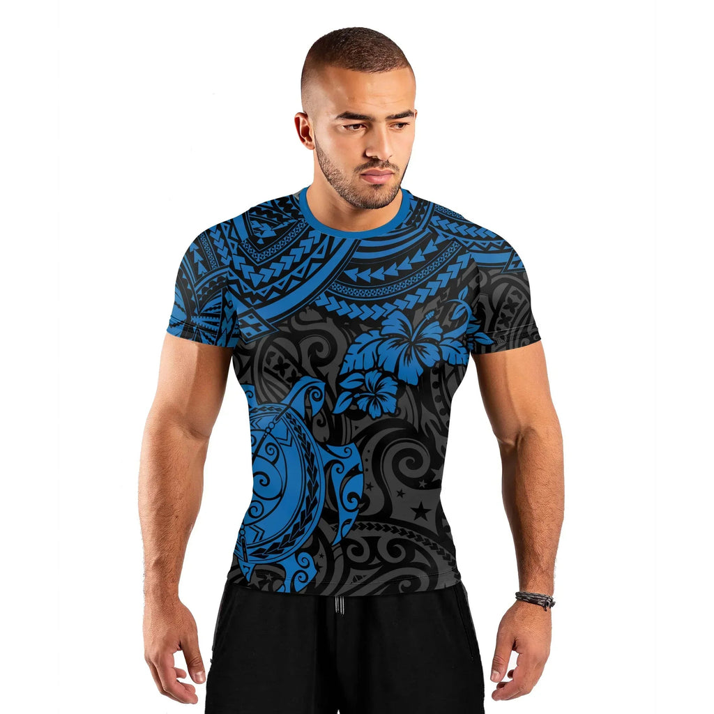 Ocean Honu Tattoo Men's Short Sleeve Rash Guard