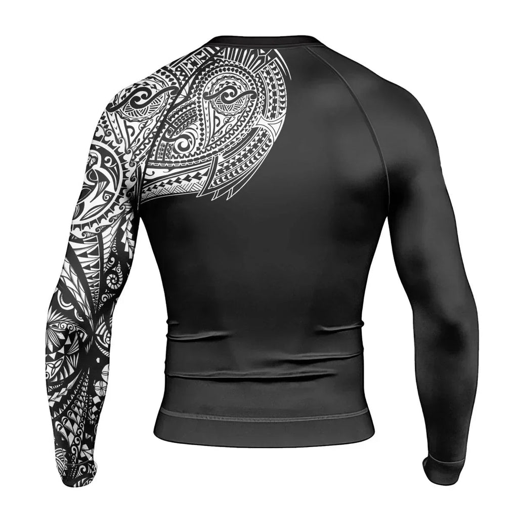 Octopus Tribal Tattoo Men's Long Sleeve Rash Guard
