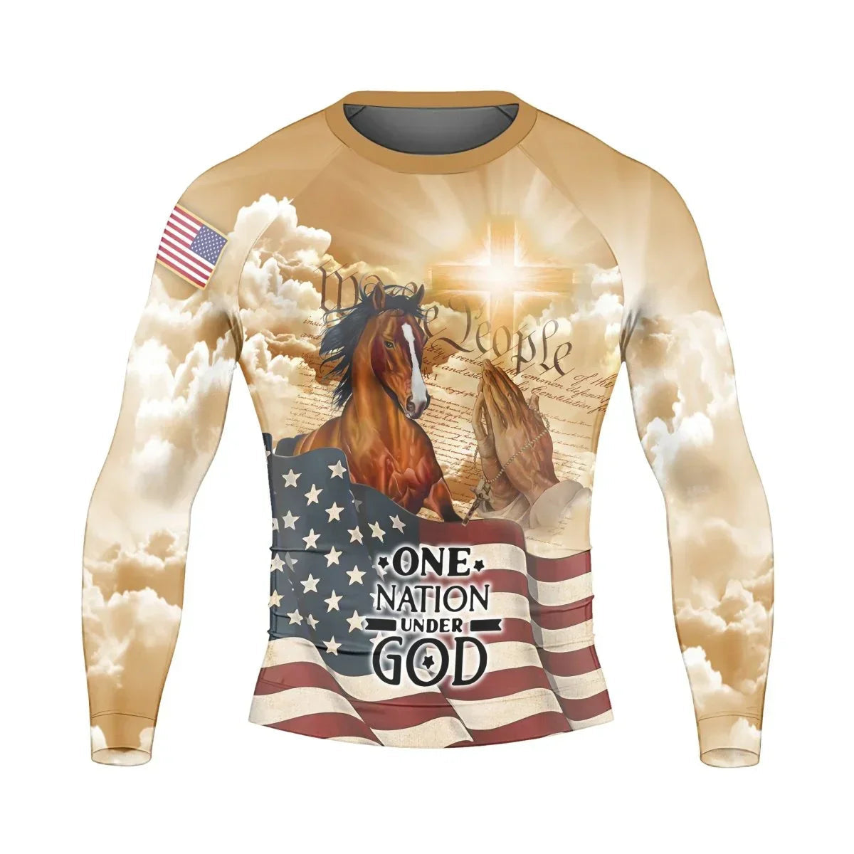 One Nation Under God Men's Long Sleeve Rash Guard