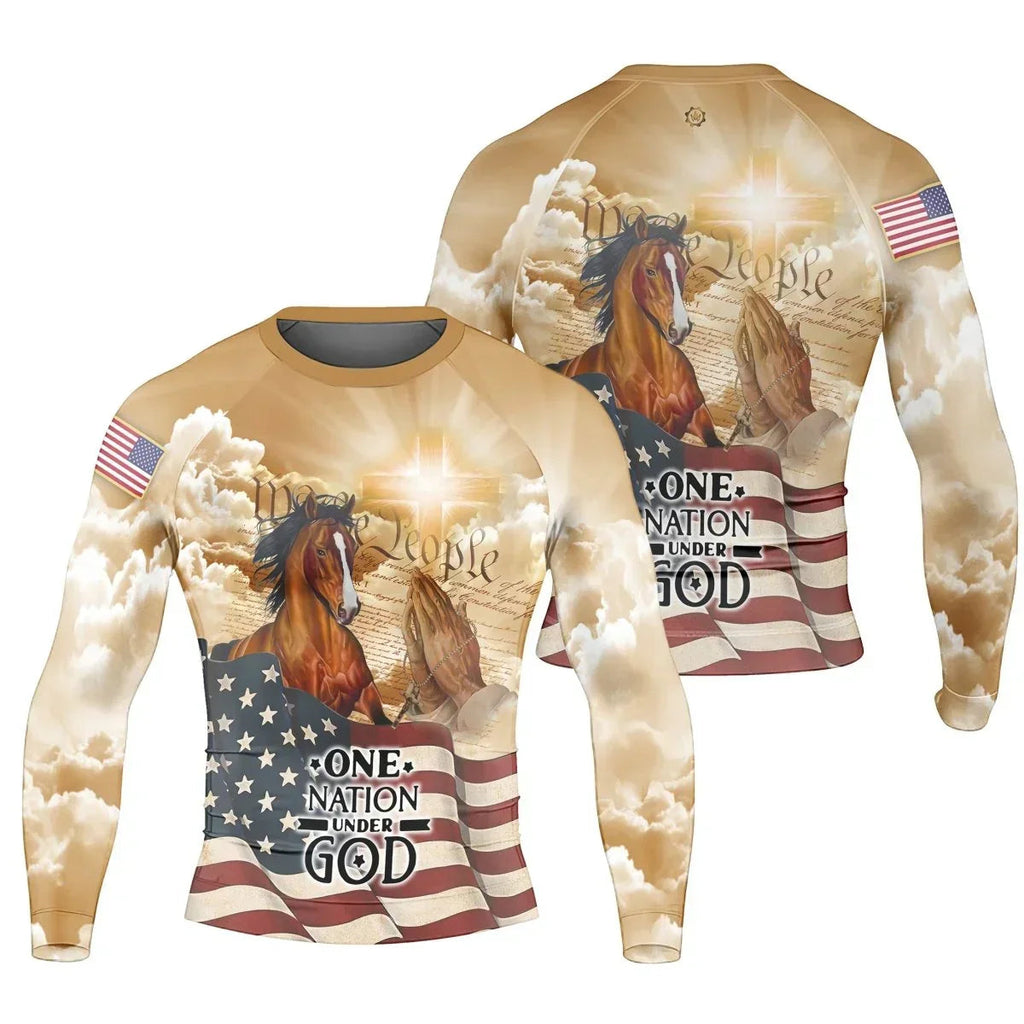 One Nation Under God Men's Long Sleeve Rash Guard