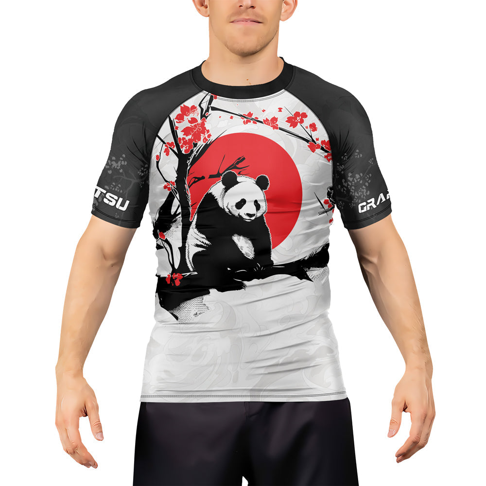 Rashninja Panda Bamboo Haven Men's Short Sleeve Rash Guard
