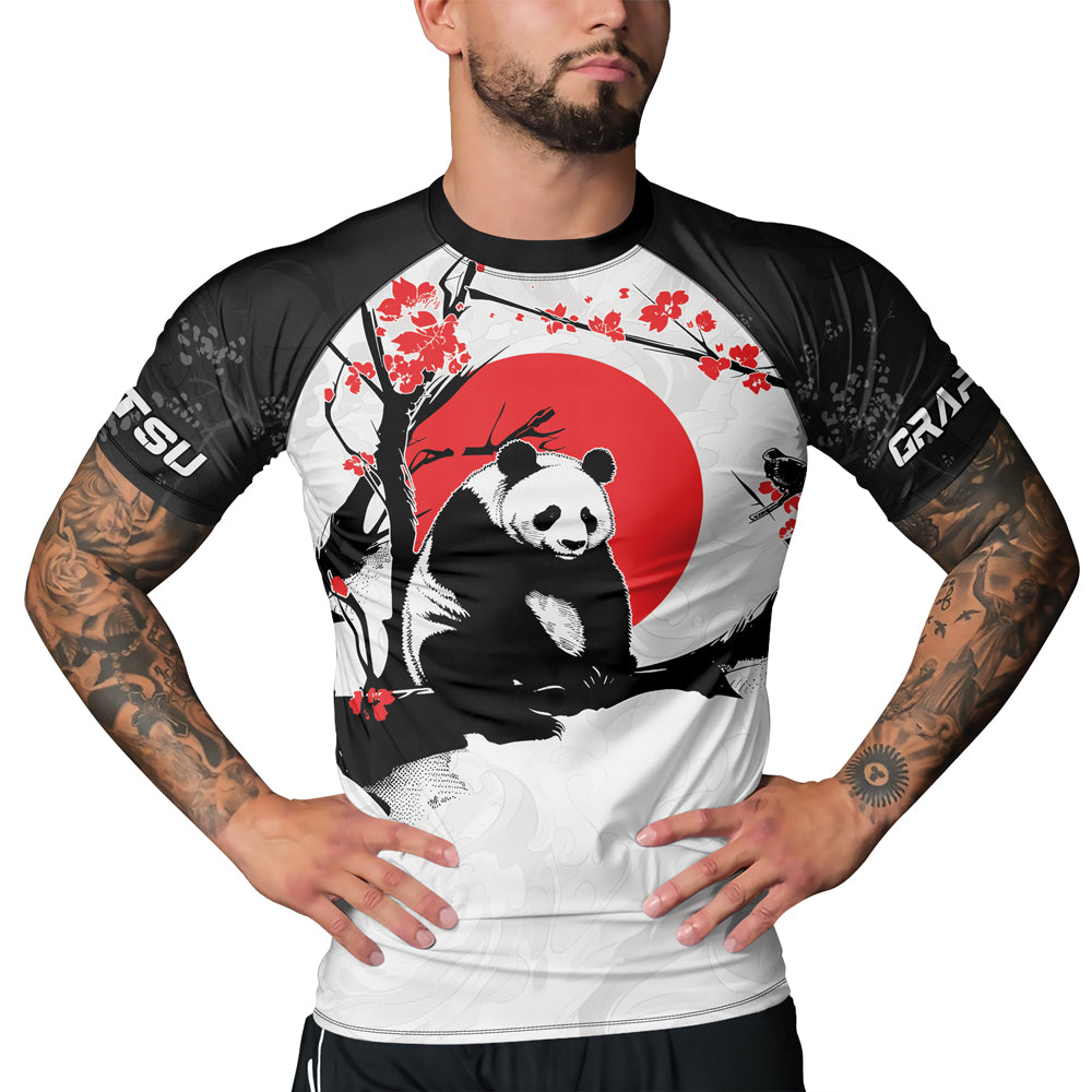 Rashninja Panda Bamboo Haven Men's Short Sleeve Rash Guard