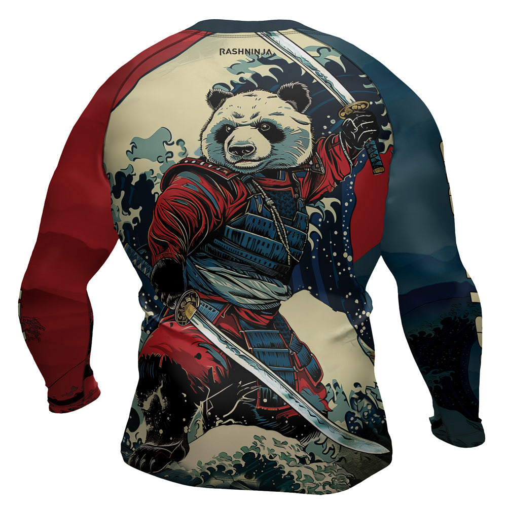 Rashninja Panda Samurai River Men's Long Sleeve Rash Guard