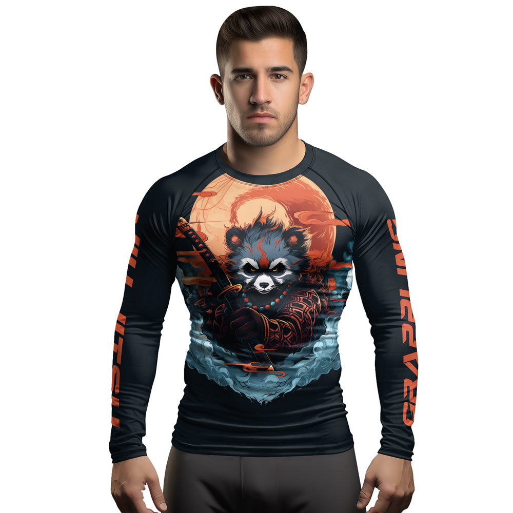 Rashninja Panda Samurai Honor Men's Long Sleeve Rash Guard